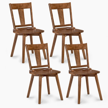 Solid wood dining chairs set of 4 with curved backrests in warm brown by DirectDeals on Tampa Home & Garden Store