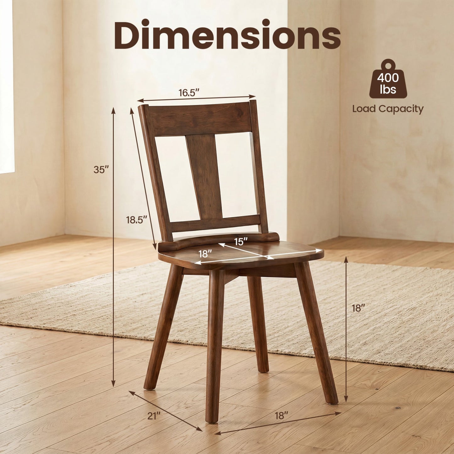 Dining chairs set of 4, solid wood with curved backrests in dark brown by DirectDeals on Tampa Home & Garden Store