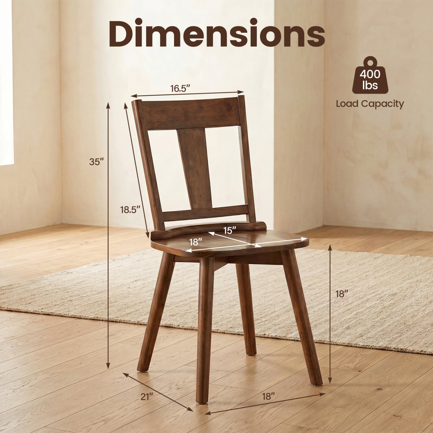 Dining chairs set of 4, solid wood with curved backrests in dark brown by DirectDeals on Tampa Home & Garden Store