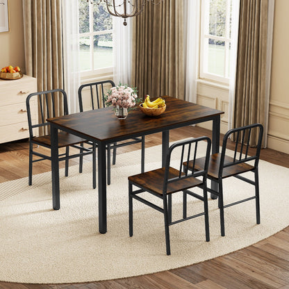 Dining chairs set of 4 with slatted backrests, wood seats, and metal frames by DirectDeals on Tampa Home & Garden Store