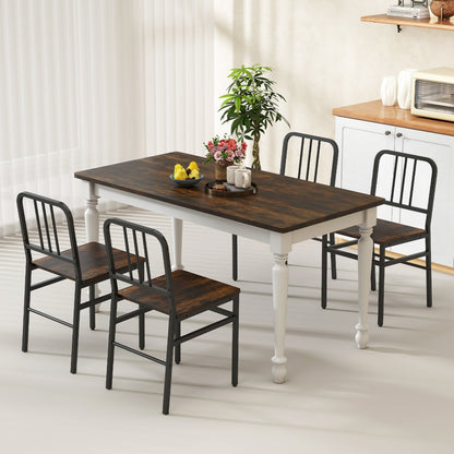 Dining chairs set of 4 with slatted backrests and dark wood seats, metal frames DirectDeals on Tampa Home & Garden Store