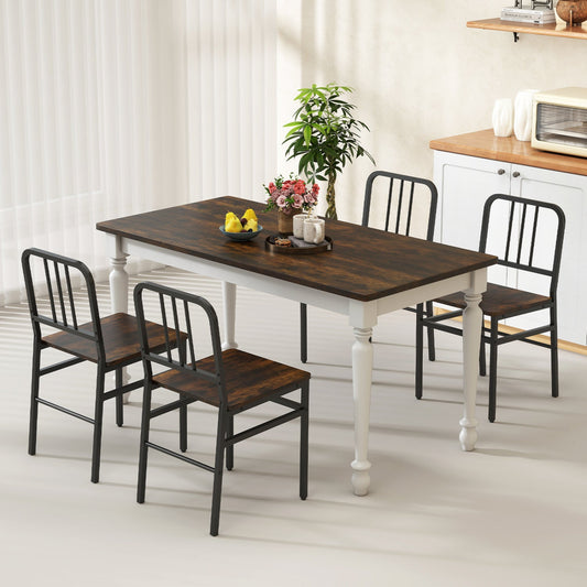 Dining chairs set of 4 with slatted backrests and dark wood seats, metal frames DirectDeals on Tampa Home & Garden Store