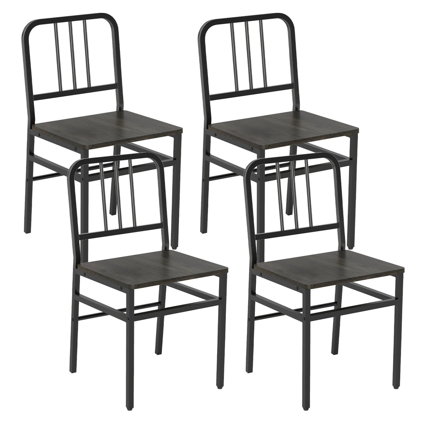DirectDeals dining chairs 4 with slatted backrest and dark wood seat on black metal frames on Tampa Home & Garden Store