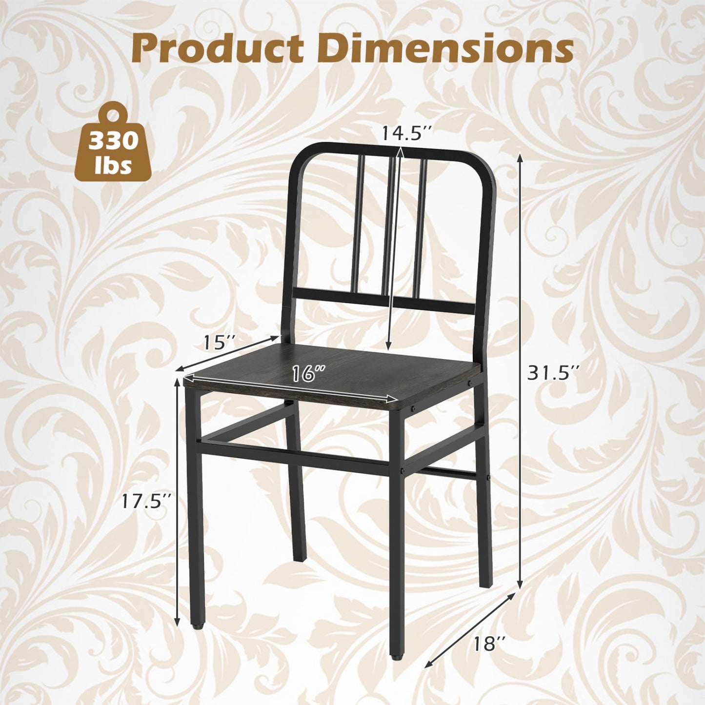 Dining Chairs set of 4 by DirectDeals with black metal frame and slatted backrests on Tampa Home & Garden Store
