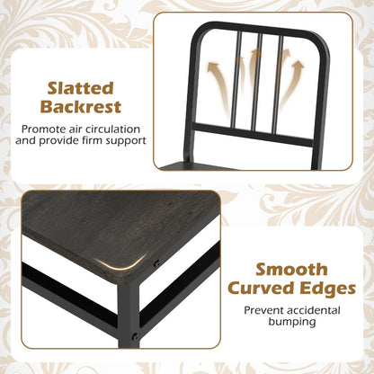 Dining chairs set of 4 with slatted backrests and metal frames in black by DirectDeals on Tampa Home & Garden Store