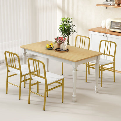 Dining chairs set of 4 with gold metal frames and white seats, slatted backrests on Tampa Home & Garden Store