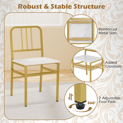 Dining Chairs Set of 4 gold metal frame white seat DirectDeals slatted back on Tampa Home & Garden Store