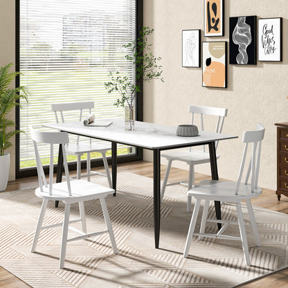 Windsor Style Armless Chairs with Solid Rubber Wood Frame-Natural