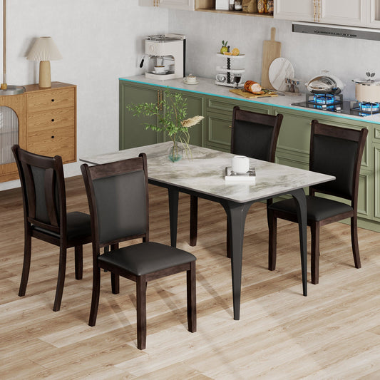 Juego de 2 sillas de comedor tapizadas en piel sintética con asiento acolchado - Gris