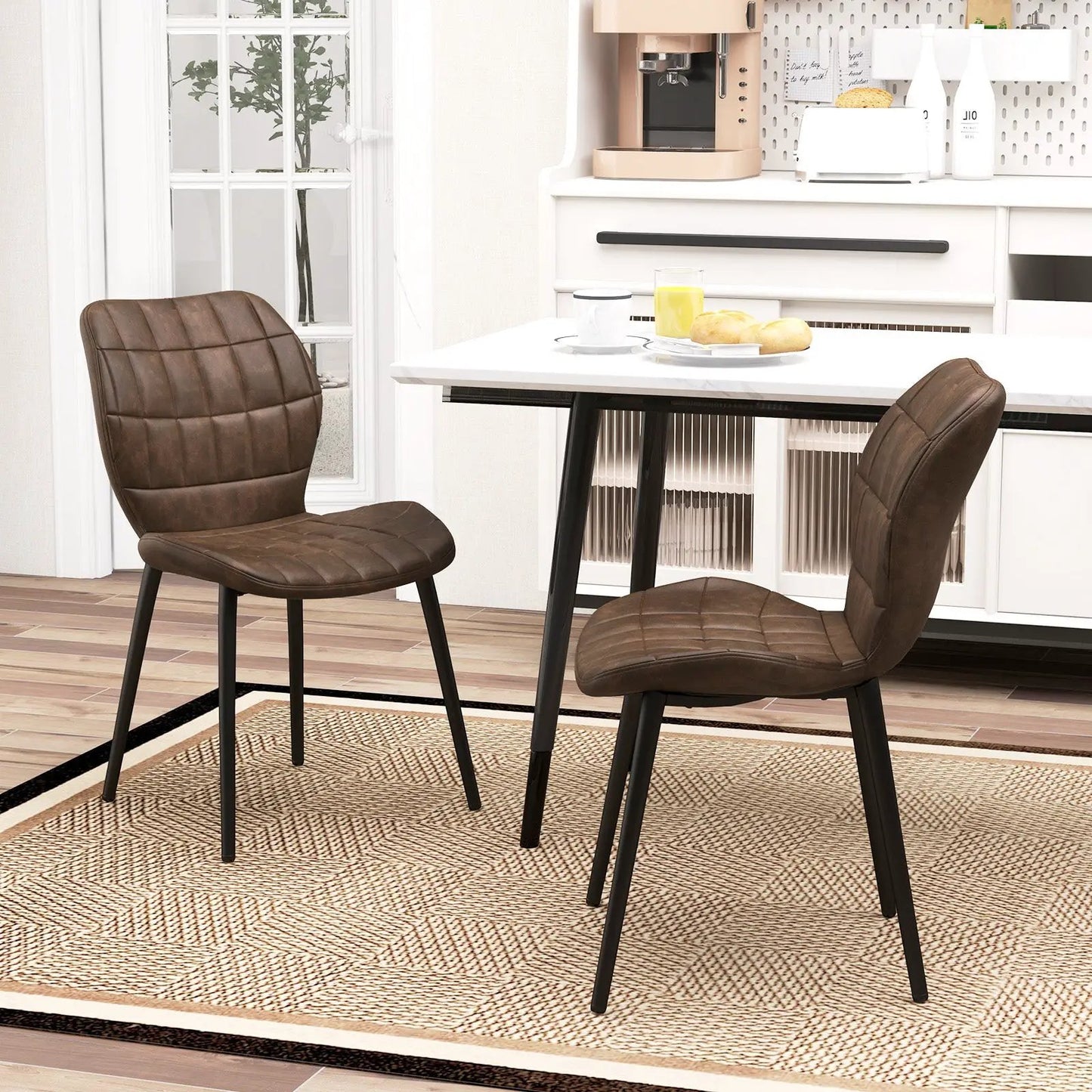 Rattan Console Table with 2 Storage Cabinets Shelf Carbon Steel Frame