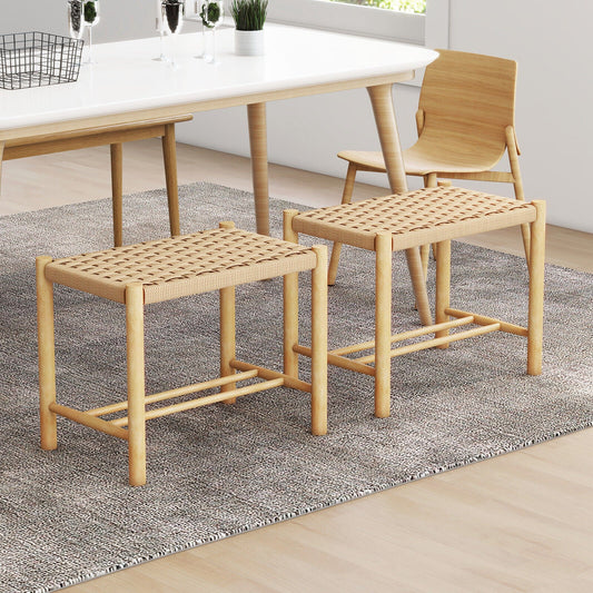 18 Inch Dining Stool Set of 2-Natural - Tampa Home & Garden Store