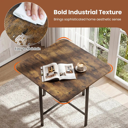 5Piece Dining Table Set with 4 Upholstered Stools