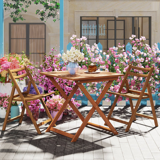 29.5 Inch x 29.5 Inch  Patio Dining Table with Teak Painting and Umbrella Hole - Tampa Home & Garden Store