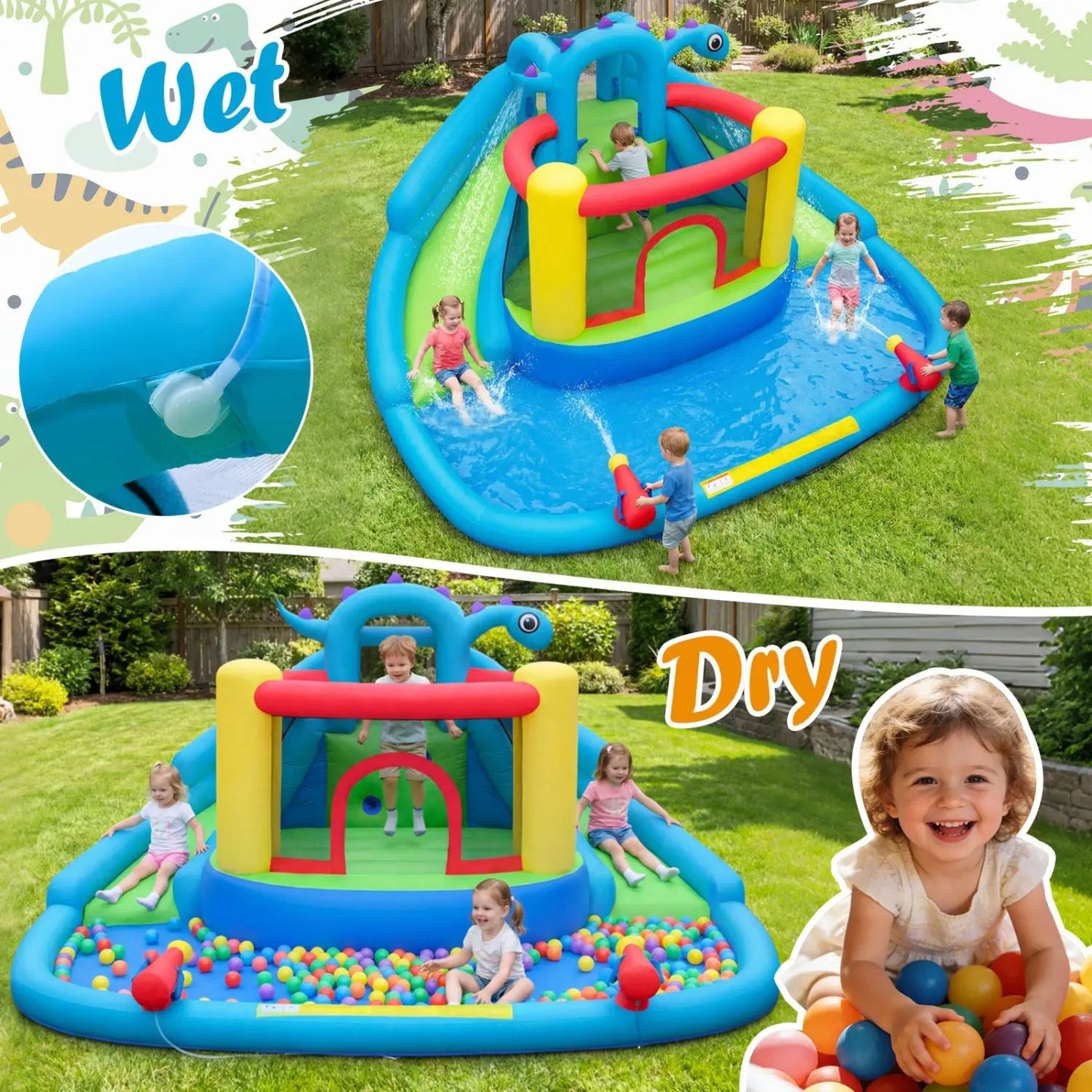 Dinosaur Themed Water Slide Park for Kids