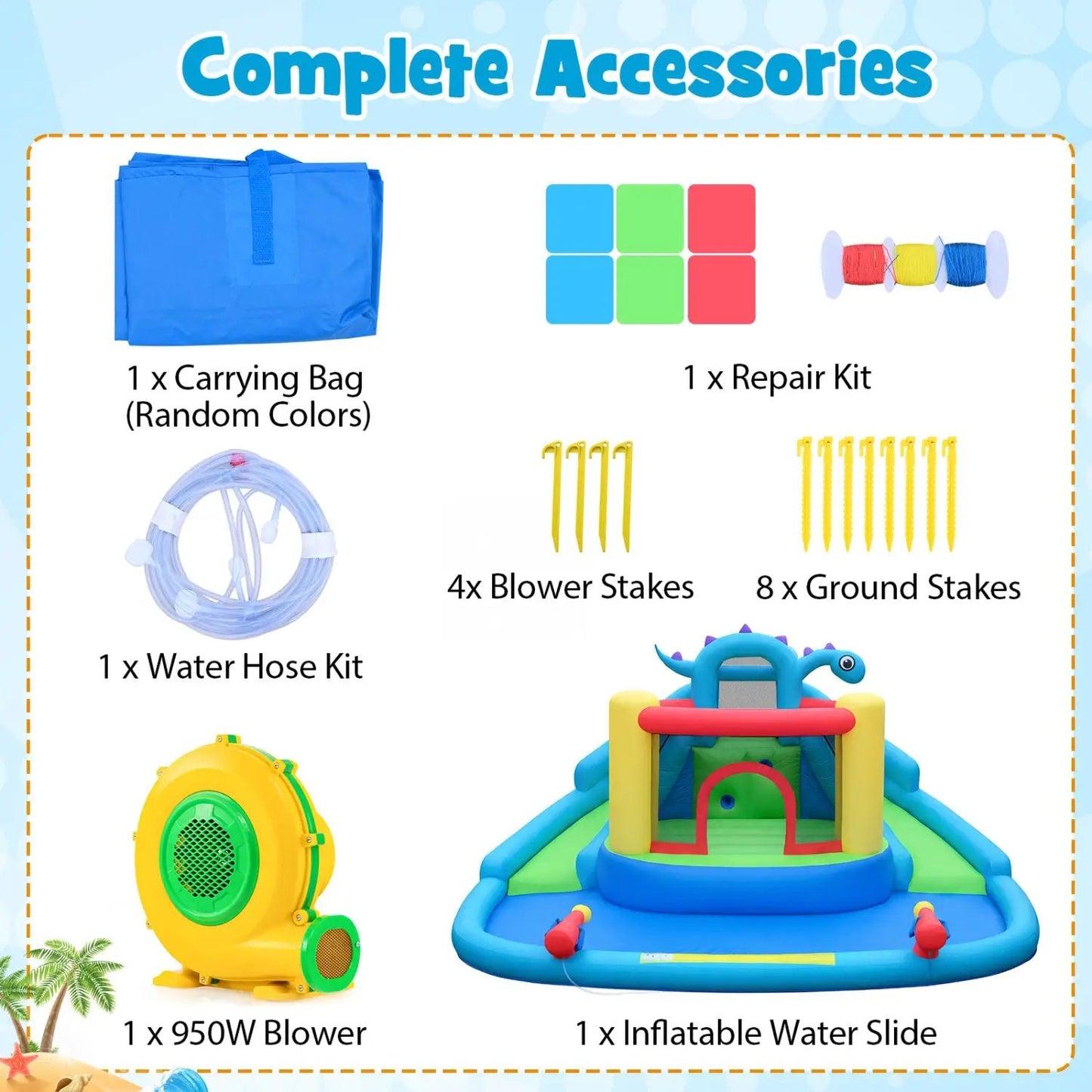 Dinosaur Themed Water Slide Park for Kids