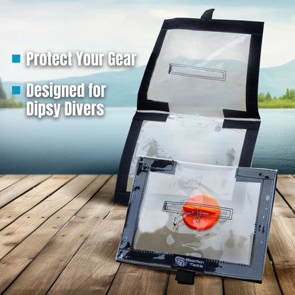 Reaction Tackle fishing lure wraps for all sizes in clear vinyl pockets with black frame on Tampa Home & Garden Store