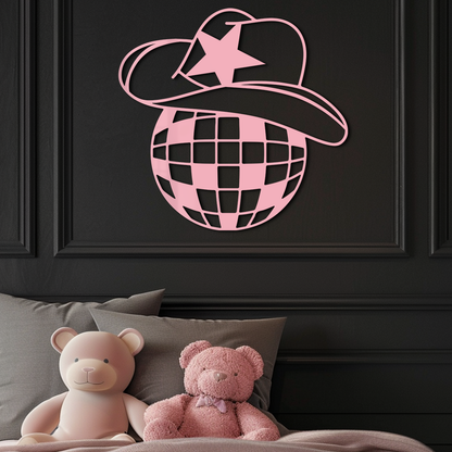 Disco Cowboy Hat Metal Wall Art – Retro Country Party Decor - KAFGP026 - Tampa Home & Garden Store