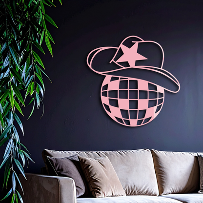 Disco Cowboy Hat Metal Wall Art – Retro Country Party Decor - KAFGP026 - Tampa Home & Garden Store