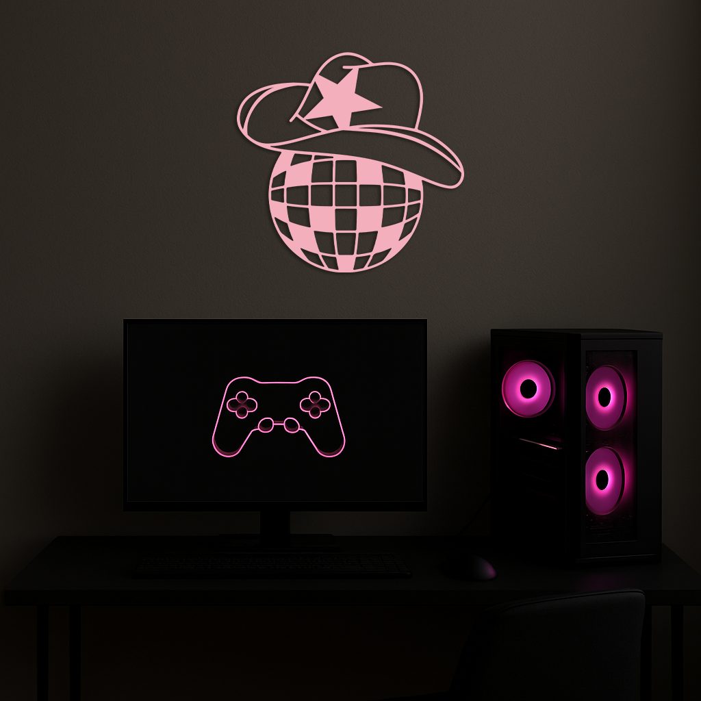 Disco Cowboy Hat Metal Wall Art – Retro Country Party Decor - KAFGP026 - Tampa Home & Garden Store