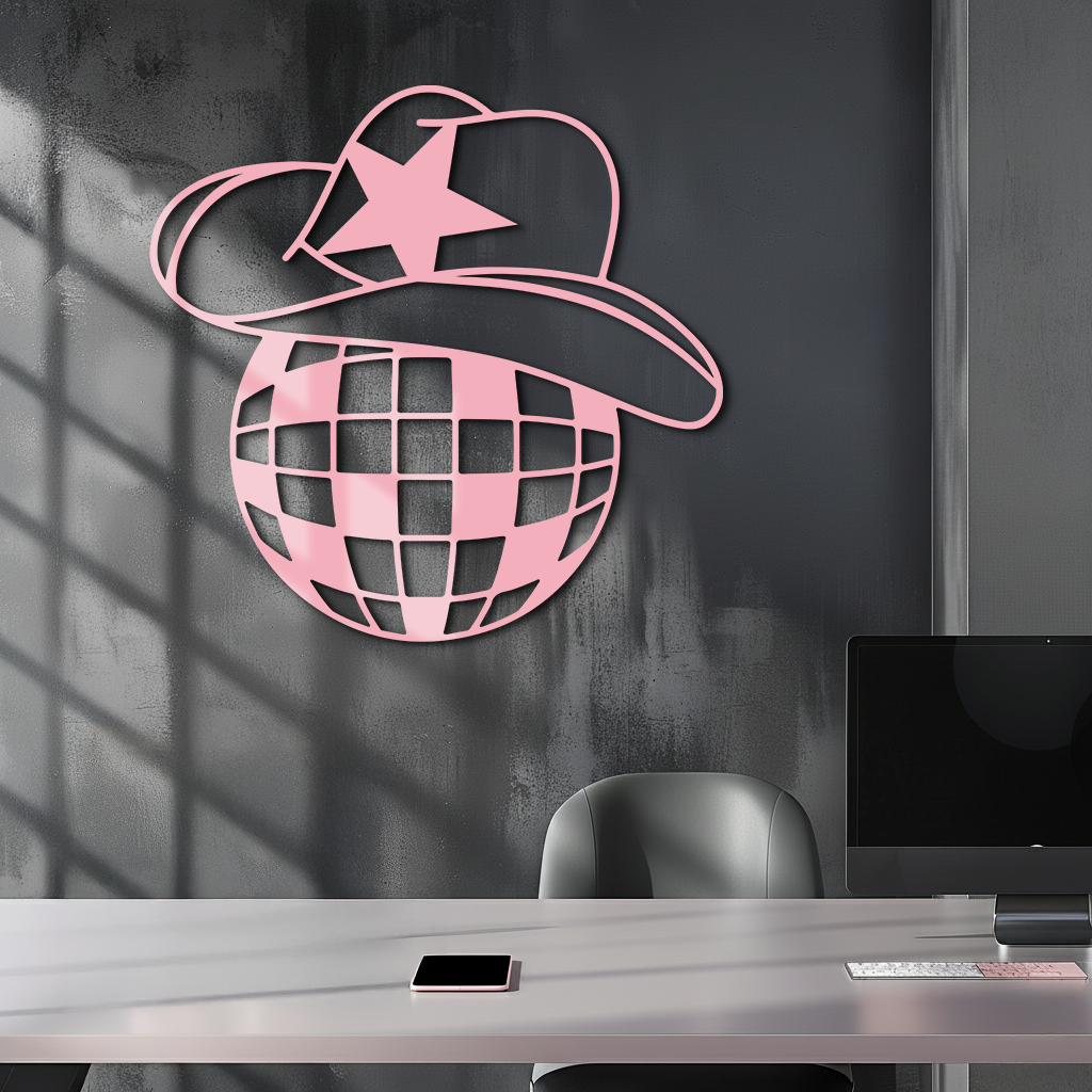 Disco Cowboy Hat Metal Wall Art – Retro Country Party Decor - KAFGP026 - Tampa Home & Garden Store