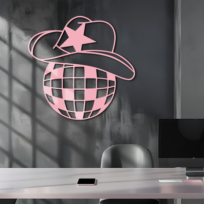 Disco Cowboy Hat Metal Wall Art – Retro Country Party Decor - KAFGP026 - Tampa Home & Garden Store
