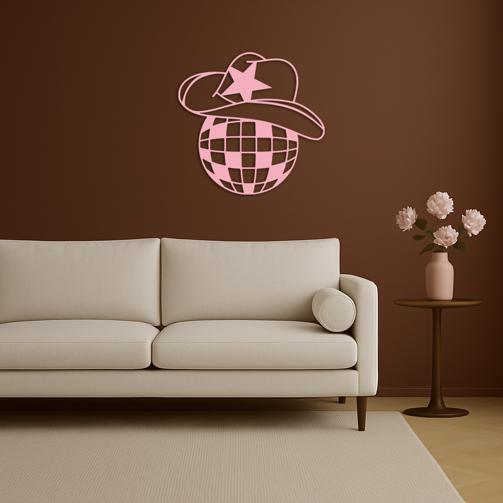 Disco Cowboy Hat Metal Wall Art – Retro Country Party Decor - KAFGP026 - Tampa Home & Garden Store