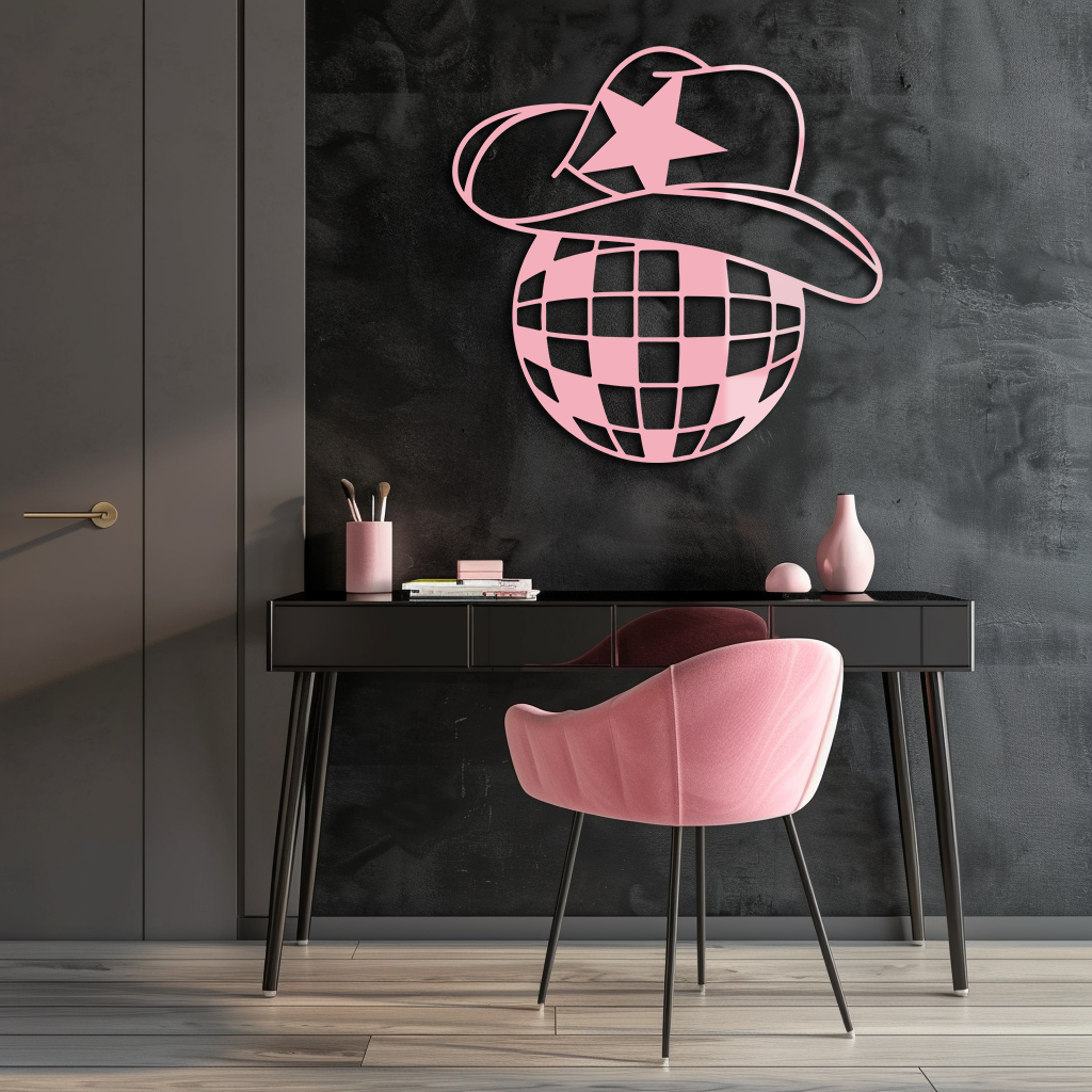 Disco Cowboy Hat Metal Wall Art – Retro Country Party Decor - KAFGP026 - Tampa Home & Garden Store