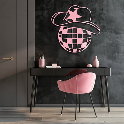 Disco Cowboy Hat Metal Wall Art – Retro Country Party Decor - KAFGP026 - Tampa Home & Garden Store