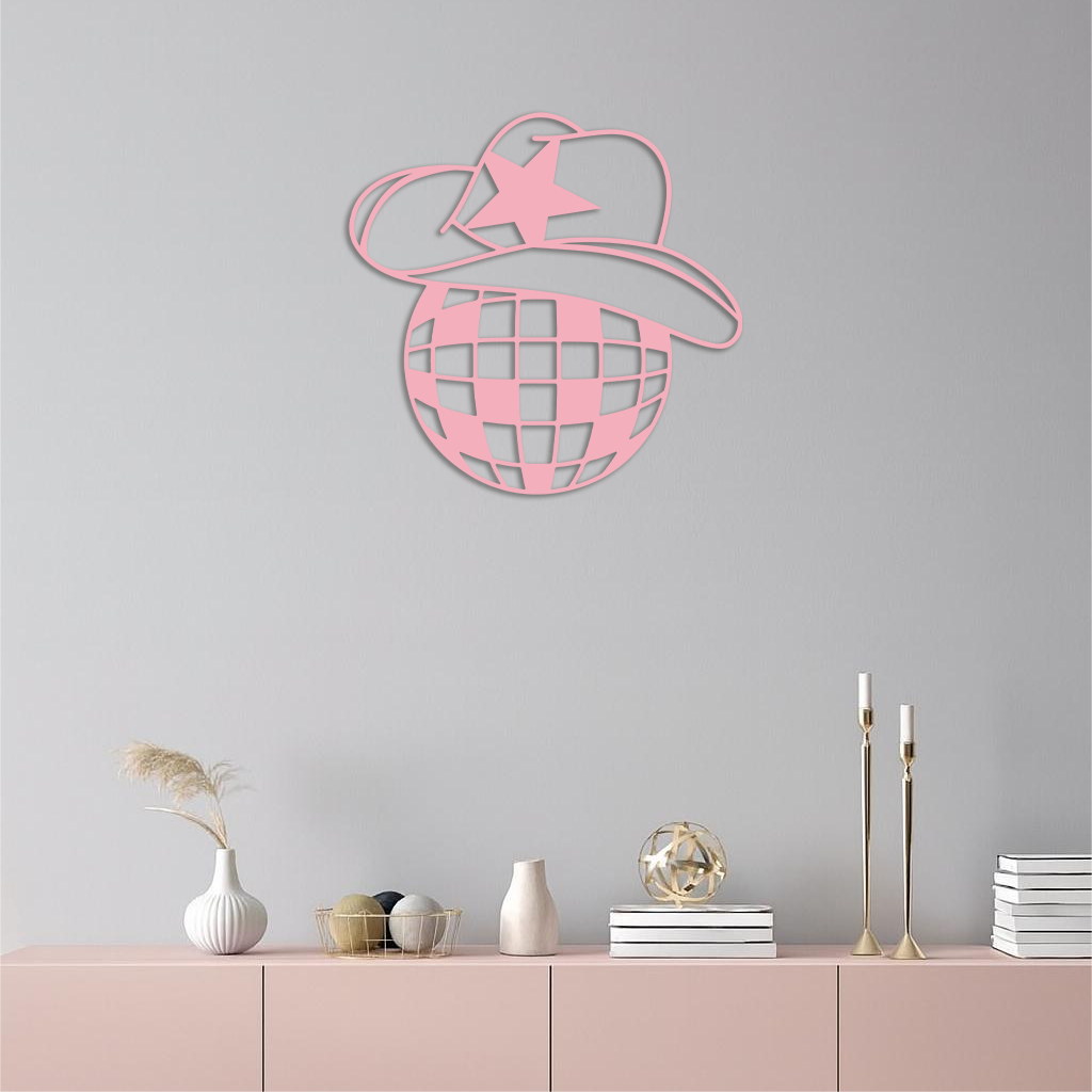 Disco Cowboy Hat Metal Wall Art – Retro Country Party Decor - KAFGP026 - Tampa Home & Garden Store