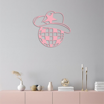Disco Cowboy Hat Metal Wall Art – Retro Country Party Decor - KAFGP026 - Tampa Home & Garden Store