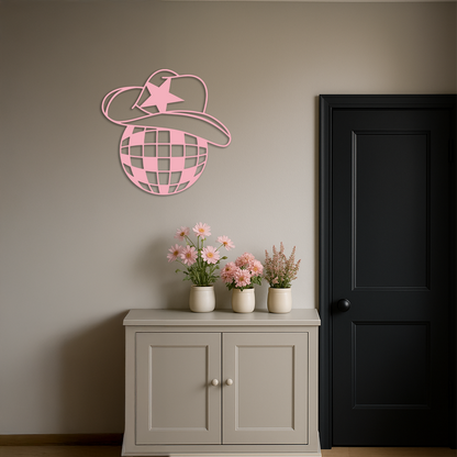 Disco Cowboy Hat Metal Wall Art – Retro Country Party Decor - KAFGP026 - Tampa Home & Garden Store