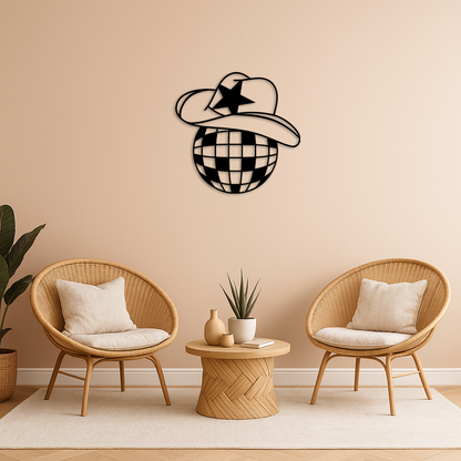 Disco Cowboy Hat Metal Wall Art – Retro Country Party Decor - KAFGP026 - Tampa Home & Garden Store