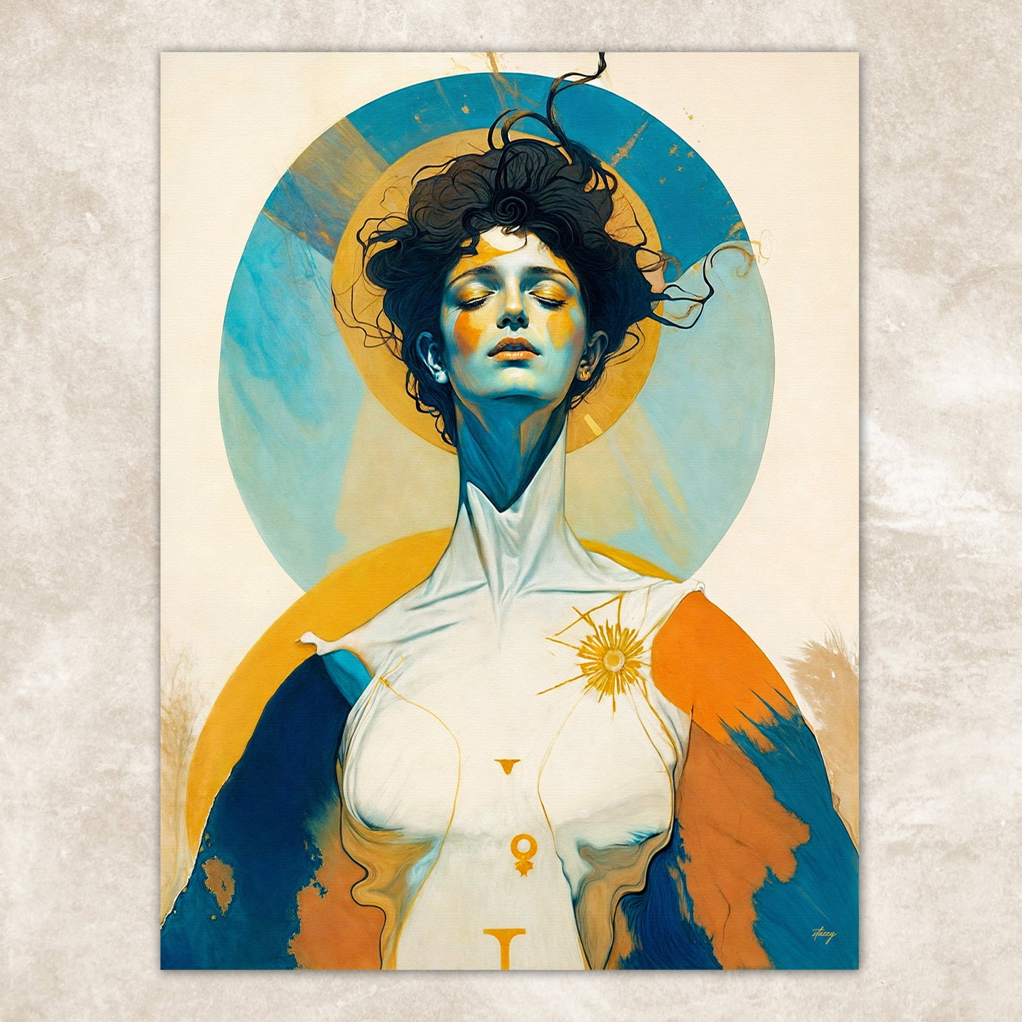 Canvas Print Divine Hypnosis by Tailored Canvases, serene portrait in blue and orange tones on Tampa Home & Garden Store