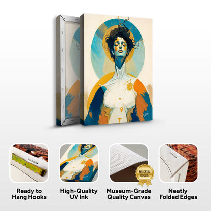 Canvas print Divine Hypnosis by Tailored Canvases; blue-orange halo portrait on Tampa Home & Garden Store