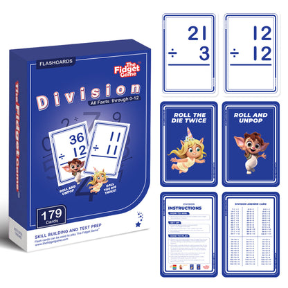 Division Card Pack flashcards blue box by The Fidget Games with 179 cards on Tampa Home & Garden Store