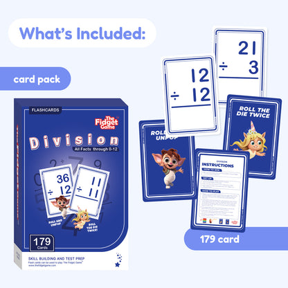 Division Card Pack CHOOSE Act by The Fidget Games — blue box with 179 division flashcards on Tampa Home & Garden Store