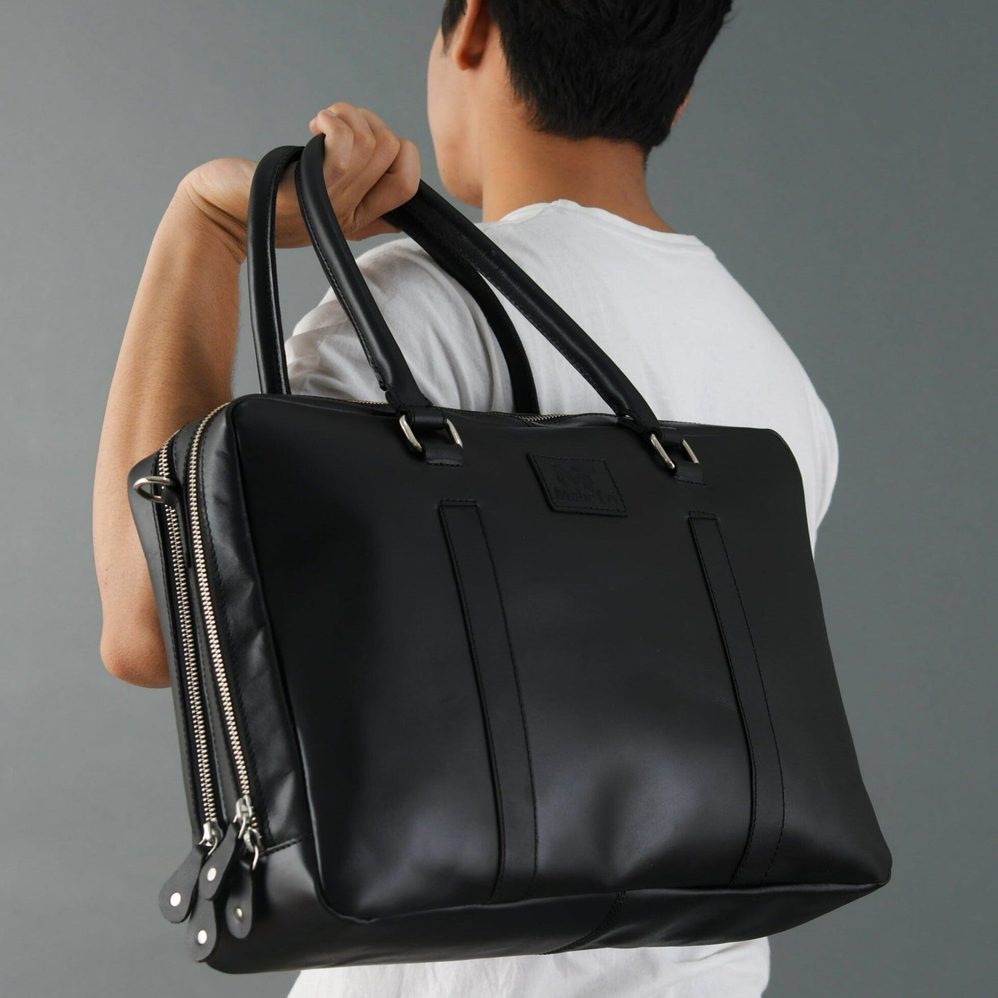 Dixon Black Buffalo Leather Laptop Briefcase - Tampa Home & Garden Store