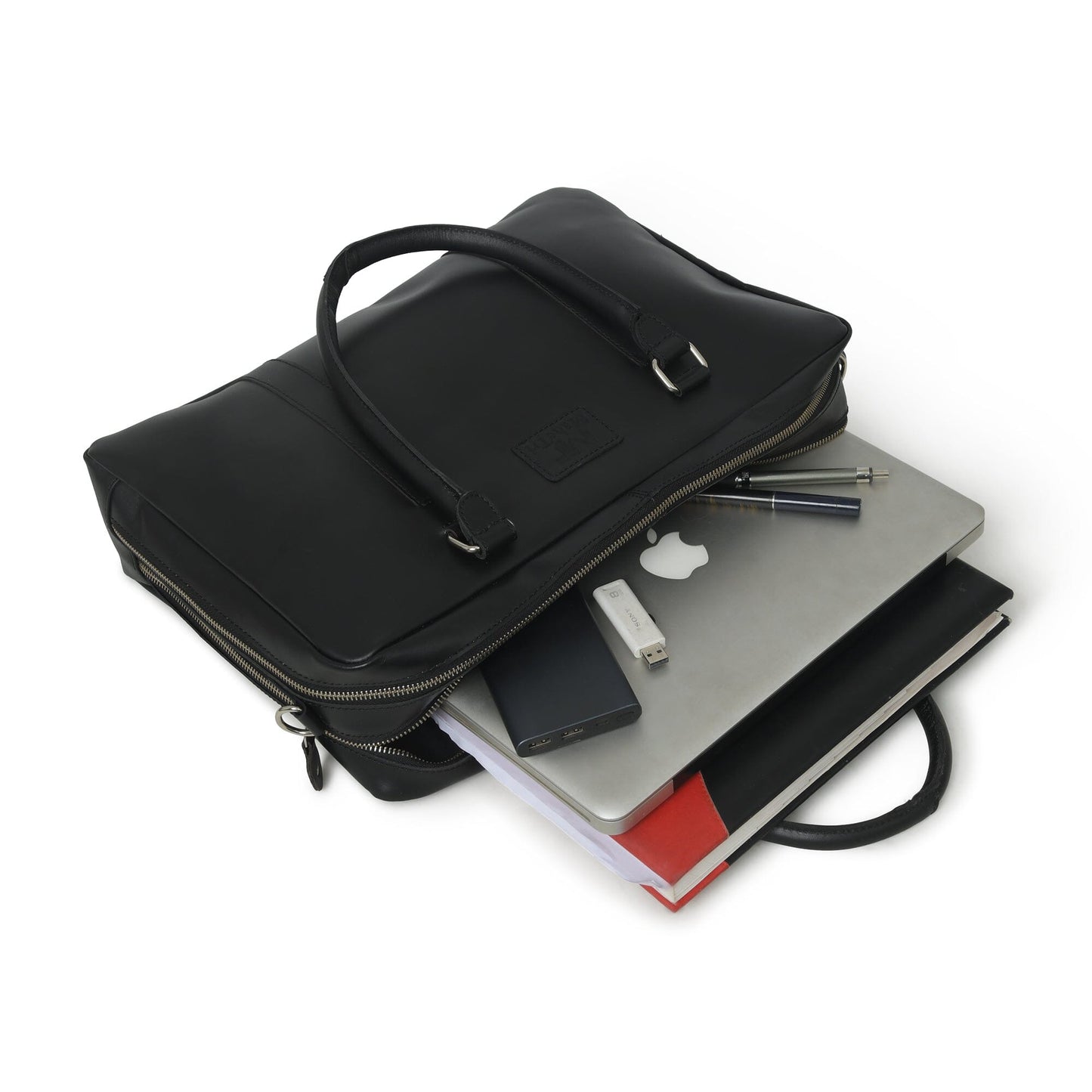 Dixon Black Buffalo Leather Laptop Briefcase - Tampa Home & Garden Store