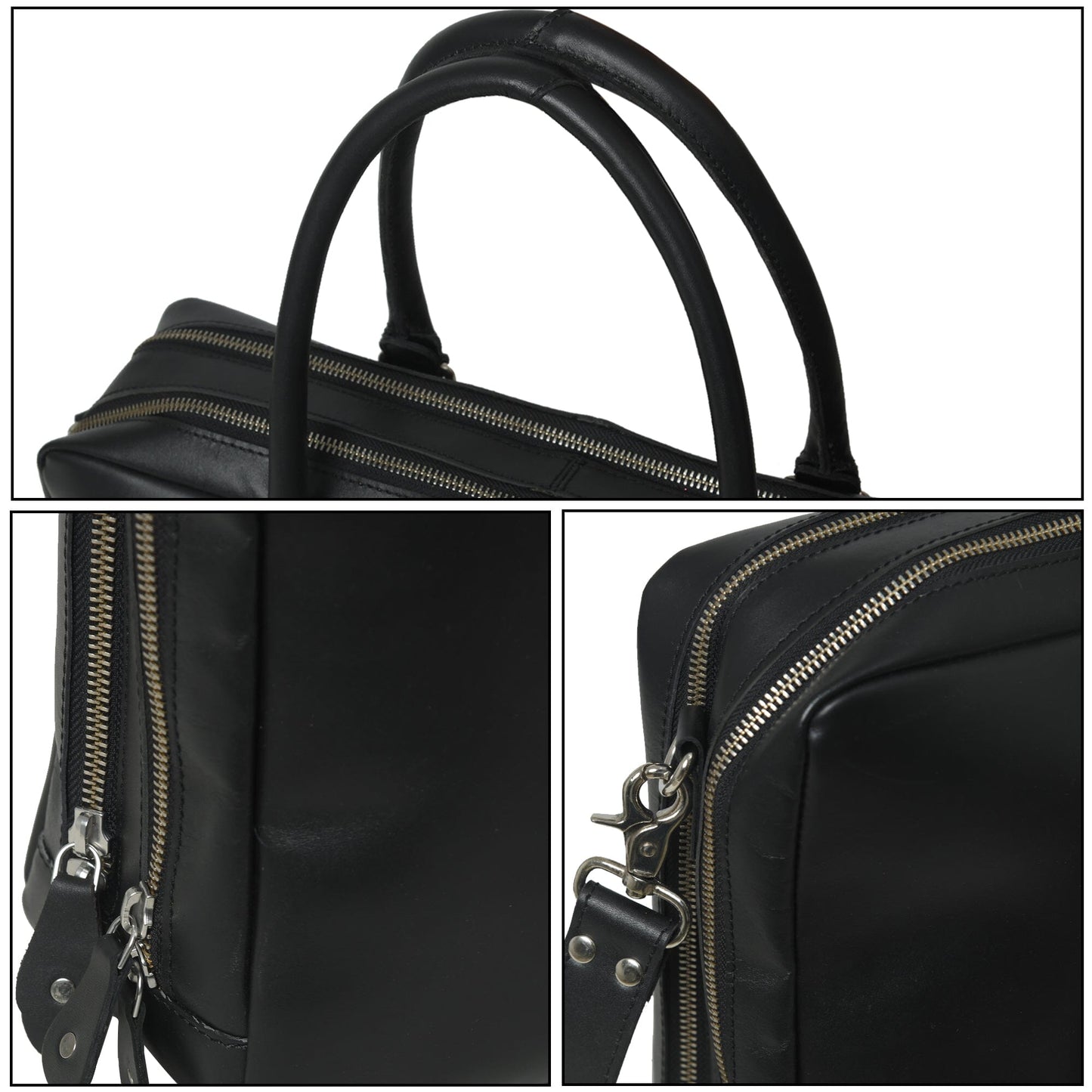 Dixon Black Buffalo Leather Laptop Briefcase - Tampa Home & Garden Store