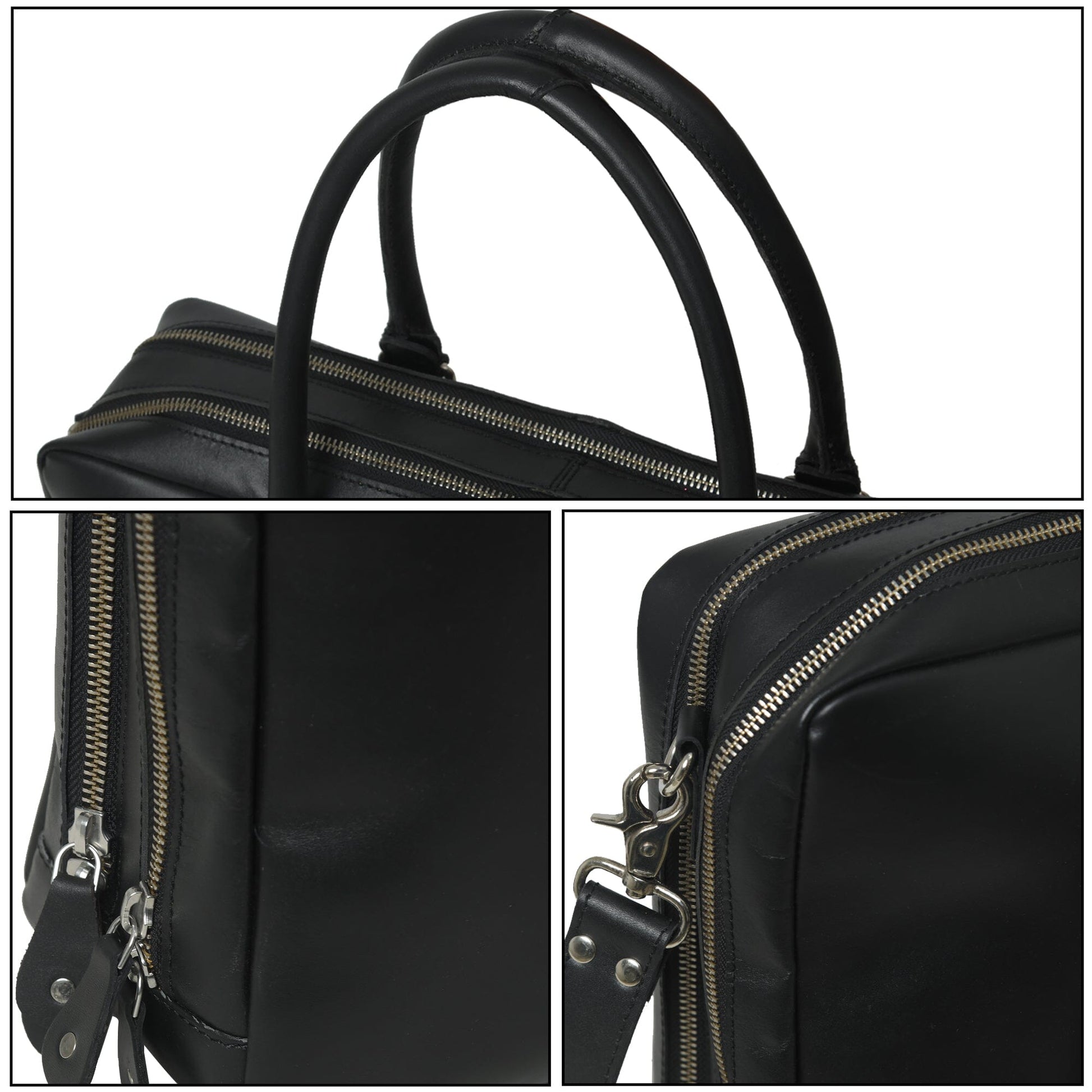 Dixon Black Buffalo Leather Laptop Briefcase - Tampa Home & Garden Store