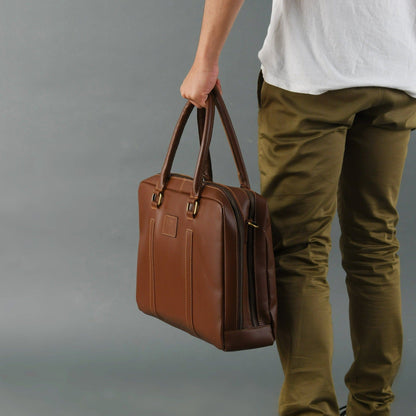 Dixon Brown Buffalo Leather Laptop Office Briefcase - Tampa Home & Garden Store