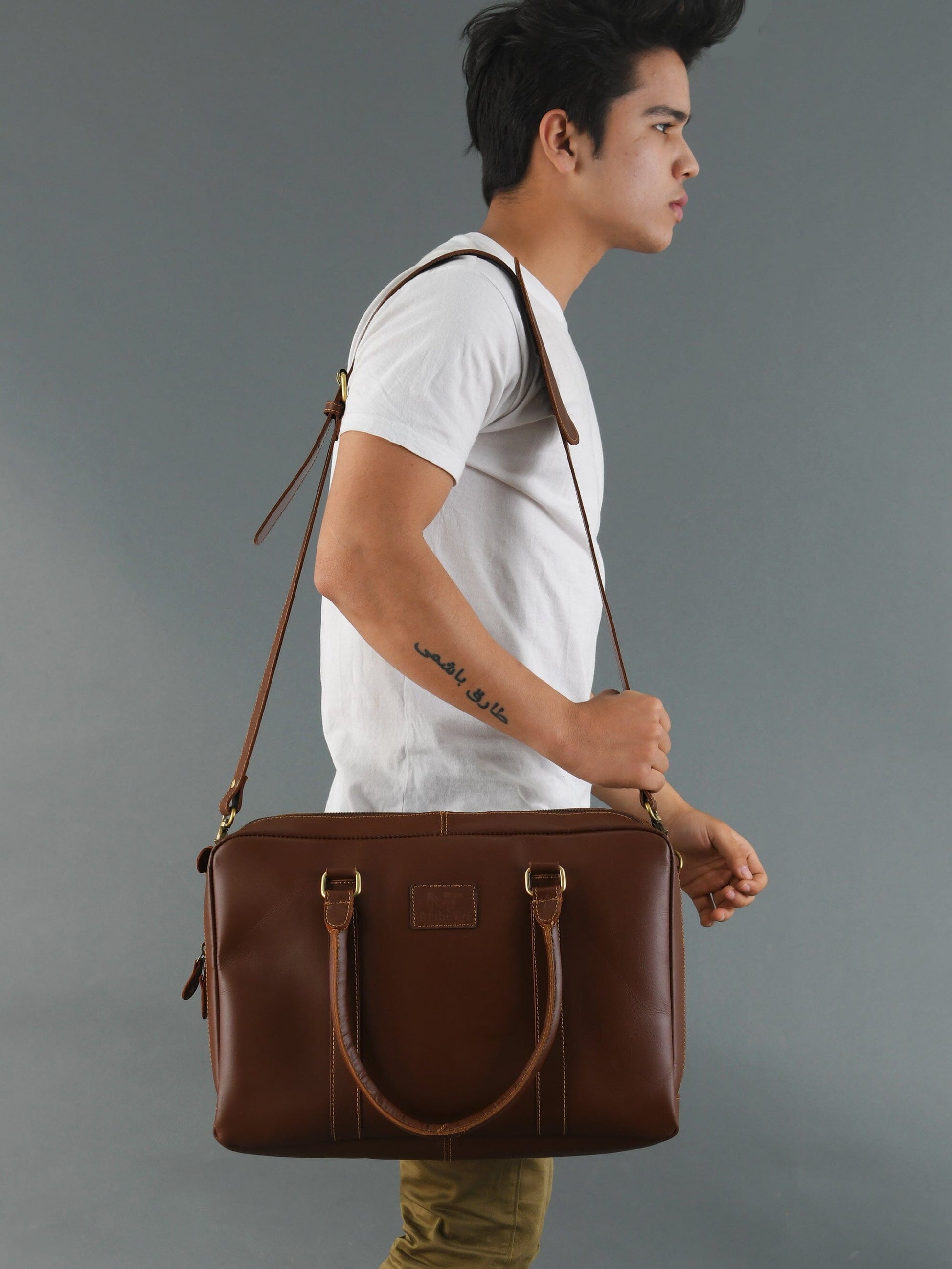 Dixon Brown Buffalo Leather Laptop Office Briefcase - Tampa Home & Garden Store