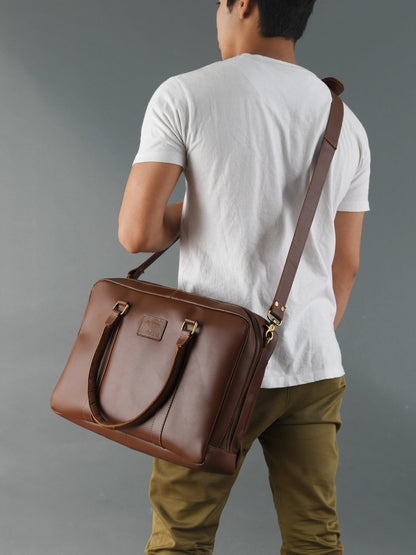 Dixon Brown Buffalo Leather Laptop Office Briefcase - Tampa Home & Garden Store