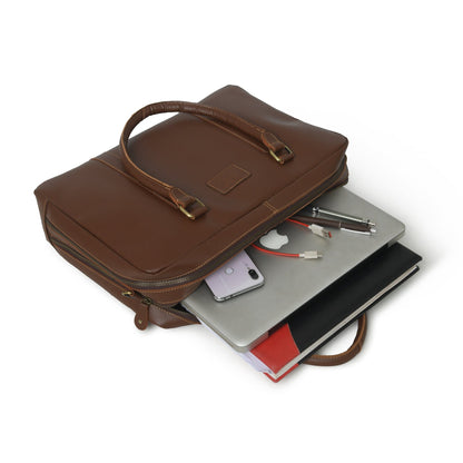 Dixon Brown Buffalo Leather Laptop Office Briefcase - Tampa Home & Garden Store