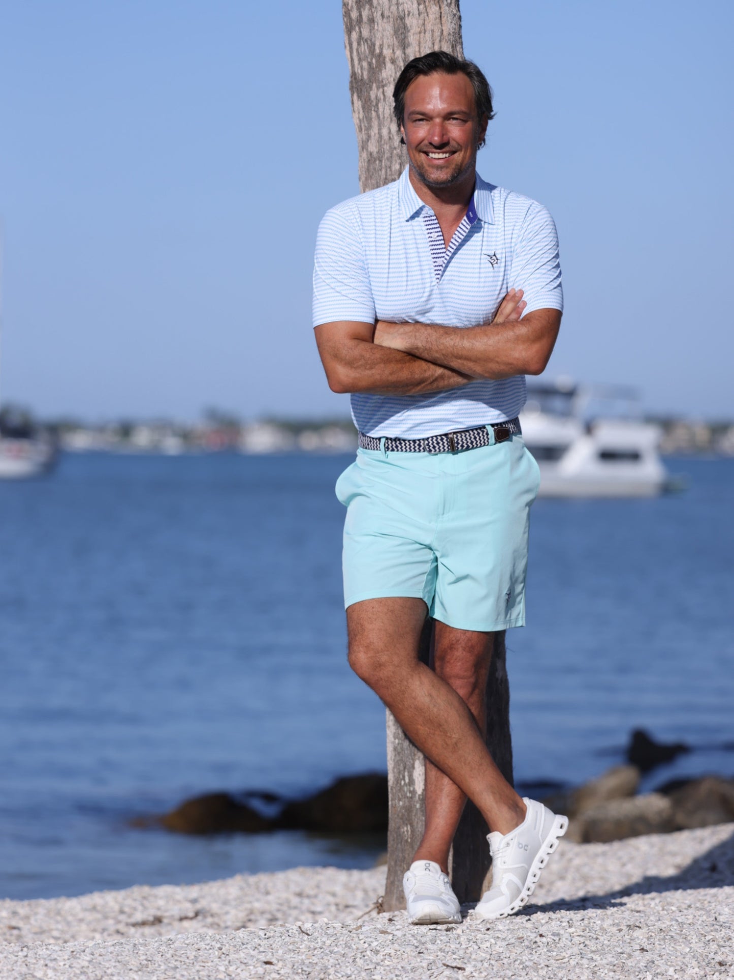 Freeport Short Effortless Performance shorts by White Water Life in light aqua on Tampa Home & Garden Store