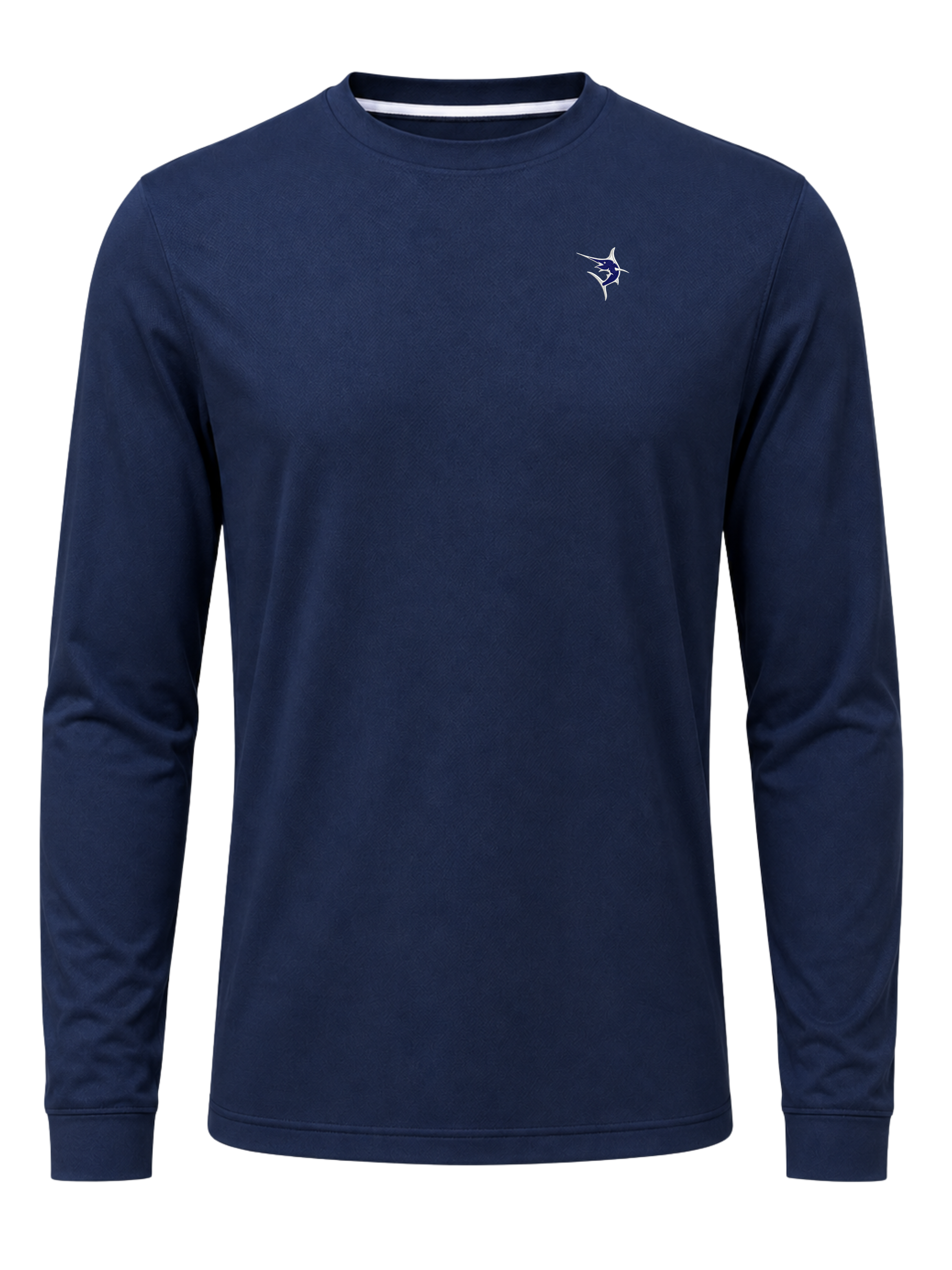 Dockside Performance long sleeve navy, White Water Life activewear top with small chest logo on Tampa Home & Garden Store