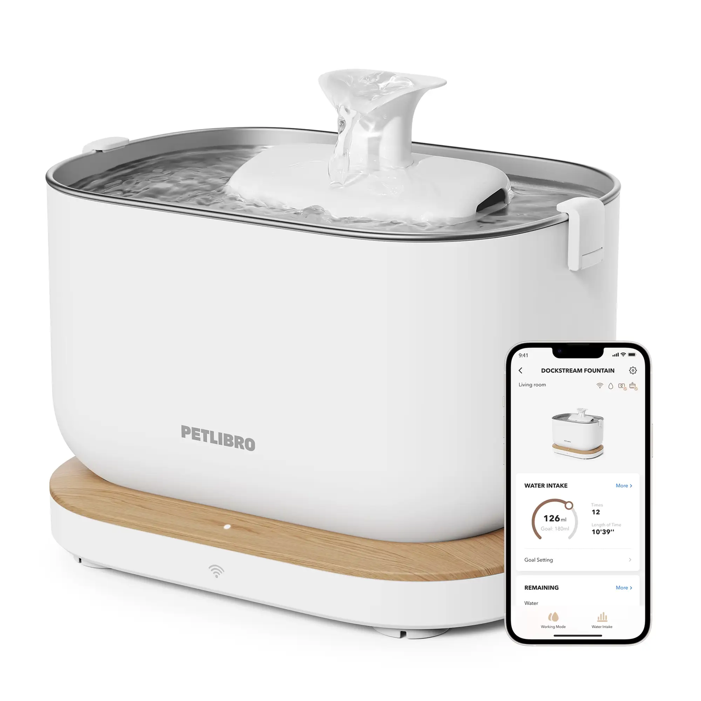 Dockstream Wireless Cat Fountain by The Max & Rex; app-controlled stainless steel hydration on Tampa Home & Garden Store