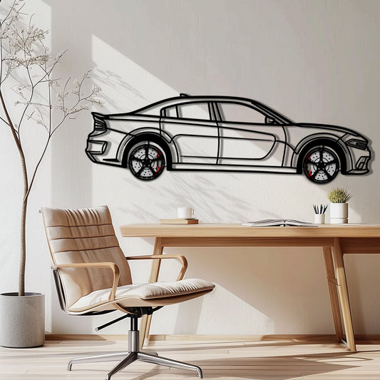 Dodge Charger SRT Metal Car Wall Art with Rotating Wheels - Modern American Muscle Silhouette - Interactive Automotive Wall Decor - KAFMEKA121 - Tampa Home & Garden Store