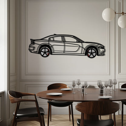 Dodge Charger SRT Metal Car Wall Art with Rotating Wheels - Modern American Muscle Silhouette - Interactive Automotive Wall Decor - KAFMEKA121 - Tampa Home & Garden Store
