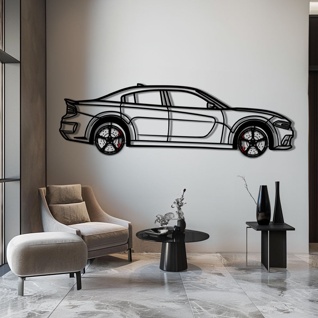 Dodge Charger SRT Metal Car Wall Art with Rotating Wheels - Modern American Muscle Silhouette - Interactive Automotive Wall Decor - KAFMEKA121 - Tampa Home & Garden Store